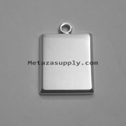Metaza Rectangle 3D silver pendant, 18x22