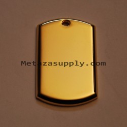 Metaza 3D Dog Tag gold pendant, 31x51