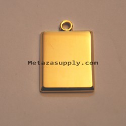 Metaza Rectangle 3D gold pendant, 18x22